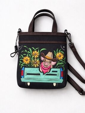 Montana West Embroidered Mini Tote / Crossbody Bag with Detachable Strap, New